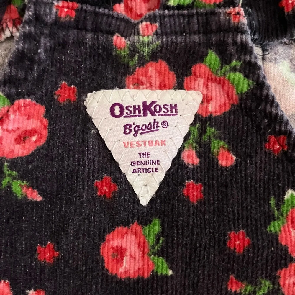 Vintage OshKosh Girls Floral Corduroy Overalls 6